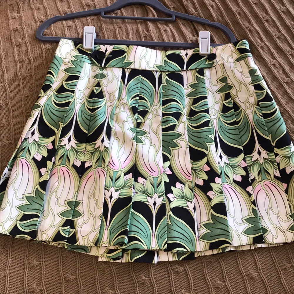 Laundry printed silk pleated short skirt